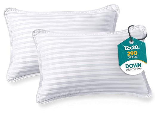 Utopia Bedding Travel Pillow for Airplane, Car and Toddlers (White, 2 Pack), Neck Support for Travelling, Down Alternative Filling, Compact Camping Pillow for Backpacking & Hiking (12x20)