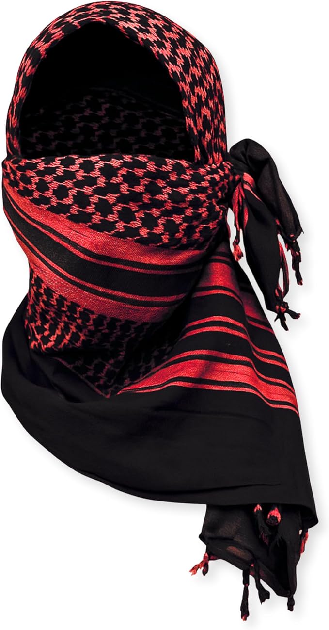 M MCGUIRE GEAR Shemagh Tactical Scarf, Middle Eastern Desert Hood, Bandana, Keffiyeh, Military Style, 100% Cotton, 42" x 42"