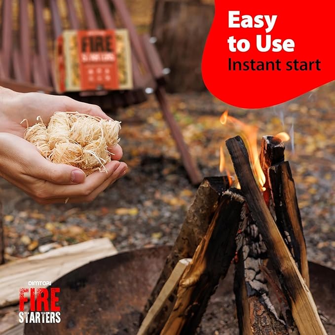 70 pcs Fire Starter - Natural Fire Starters for Campfires, Fire Pit, Pizza Oven, Fireplace, Smoker, BBQ, Pellet Stove & Wood - Fire Starters for Grill, Charcoal Starter