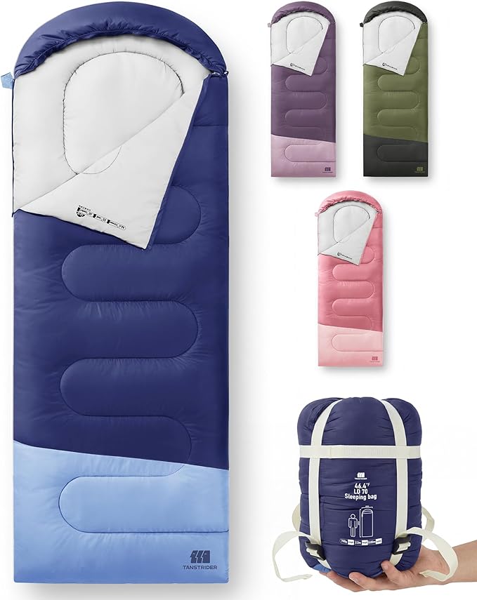 Ultralight Warm Weather Sleeping Bag - Portable, Waterproof, Compact Lightweight, Comfort with Compression Sack - Great for Outdoor Camping, Backpacking & Hiking