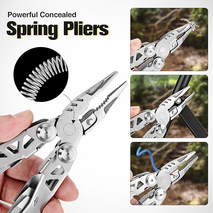 Lightweight Multitool,19-in-1 Multipurpose Plier,420HC Knife,Bottle Opener,Saw,with Nylon Sheath Great for Camping, Hiking, Outdoor, Survival, Simple Repair