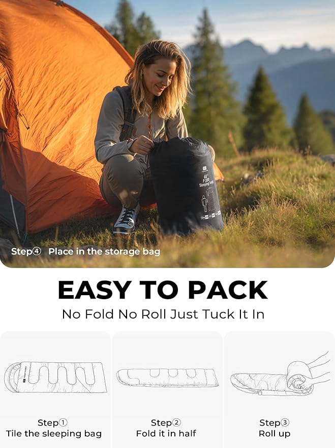 Sleeping Bags for Adults Warm Weather,3lb Backpacking Compact Lightweight Camping Sleeping Bag with Compression Sack for Kids,Camping Essentials Gear for Hiking,Travel,Climb,Outdoor, Indoor