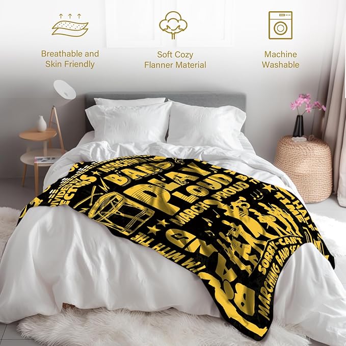 Marching Band Gifts Blanket for Teens, Band Director Gifts for Marching Band Adult, Band Flannel Blanket for Men/Women, Rock Band Blanket 80 * 60" Birthday Thanksgiving Gift