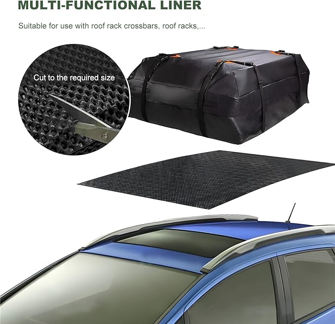 Anti-Slip Mat for Car Roof, 47"×39" Anti-Scratch Cuttable Car Rooftop Cargo Bag Protective Mat, Multifunctional Waterproof Auto Roof Top Rack Carpet Pad for Most Vehicles (Black)