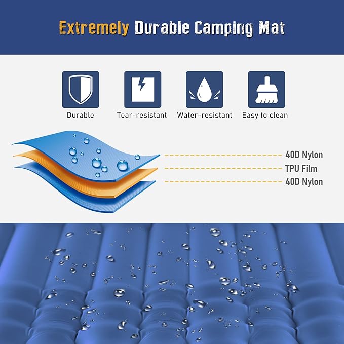 Elegear CumbreX Single Sleeping Pad for Camping, 4.7" Ultra-Thick Inflatable Camping Sleeping Pad with Built-in Foot Pump & Quick Inflation, Portable Camping Sleeping Mat for Backpacking Hiking Tent