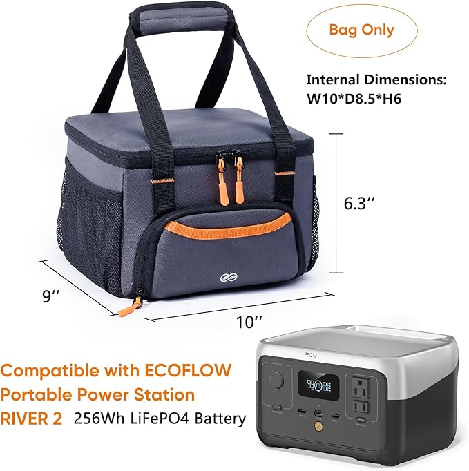 Heavy-Duty Portable Power Station Storage Case Compatible with Ecoflow RIVER 2 Solar Power Bank Carrying Case for Outdoor Camping Essentials Carrying Case Only