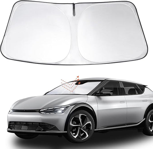 Windshield Sun Shade Custom Fit 2022 2023 2024 2025 2026 Kia EV6 Accessories Foldable Sunshade Sun Blocker Front Window Shades Covers Keep Car Cooler
