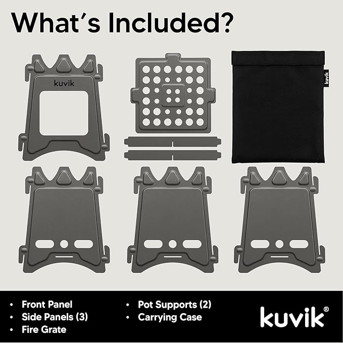 Kuvik Titanium Wood Stove - Ultralight and Compact Stove for Backpacking, Camping, and Survival