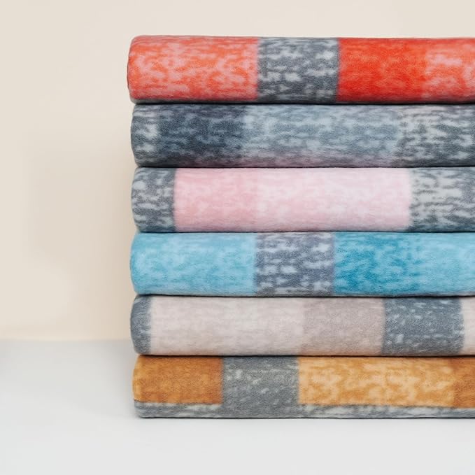 ZYFZCYBL Fleece Blanket Bulk Pack of 6 Cozy Fleece Throw Blankets 50x60 Warm Soft Lightweight Breathable Pet-Friendly for Bed Sofa Camping Wedding Gifts (Multiple Plaid