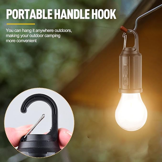 Solar Tent Lamp Portable LED Tent Lights, Hook Hurricane Emergency LED Camping Light Bulb, USB Rechargeable Lantern Bulb for Camping Hiking Backpacking Fishing Outage (3)