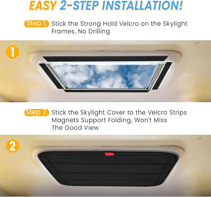 funomo Magnetic RV Window Shade, 16 ¼" (L) x 16 ¼" (W), Foldable Magnet RV Blackout Ventilation Cover, UV Rays Protection Camper Trailer Fan Vent Cover, Waterproof Thickened Oxford Fabric (Black)