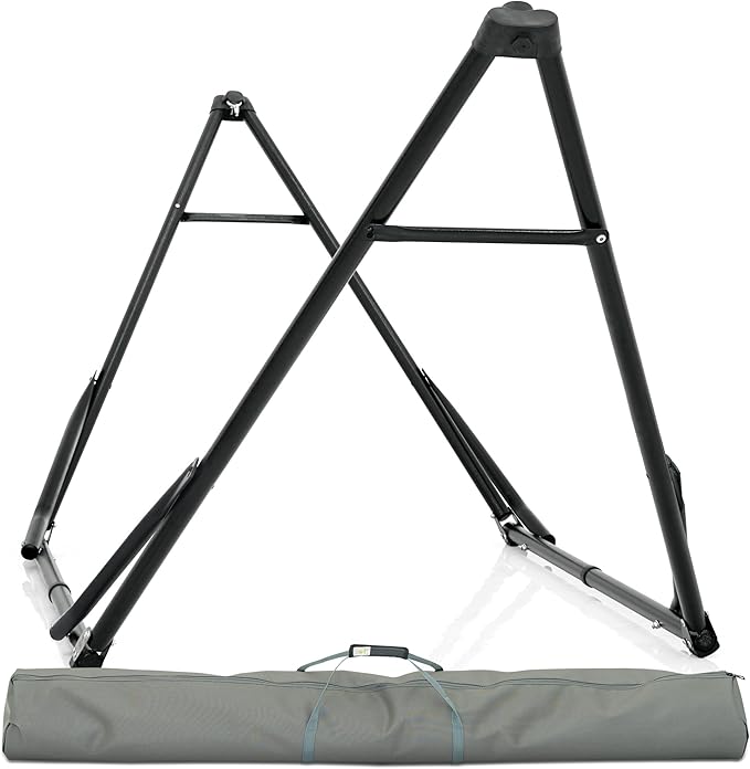Tranquillo Unity Adjustable Hammock Stand, Collapsible Camping Hammock and Stand, 800 lbs Capacity Steel Double Hammock Stand for 2 Persons, Steel Frame - Black