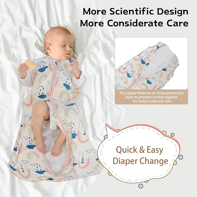 Baby Sleep Sack 12-18 Months Baby Wearable Blanket 100% Cotton TOG 0.5 2-Way Zipper Newborn Sleeping Bag, 3 Pack Comfy Lightweight Sleep Sacks for Babies