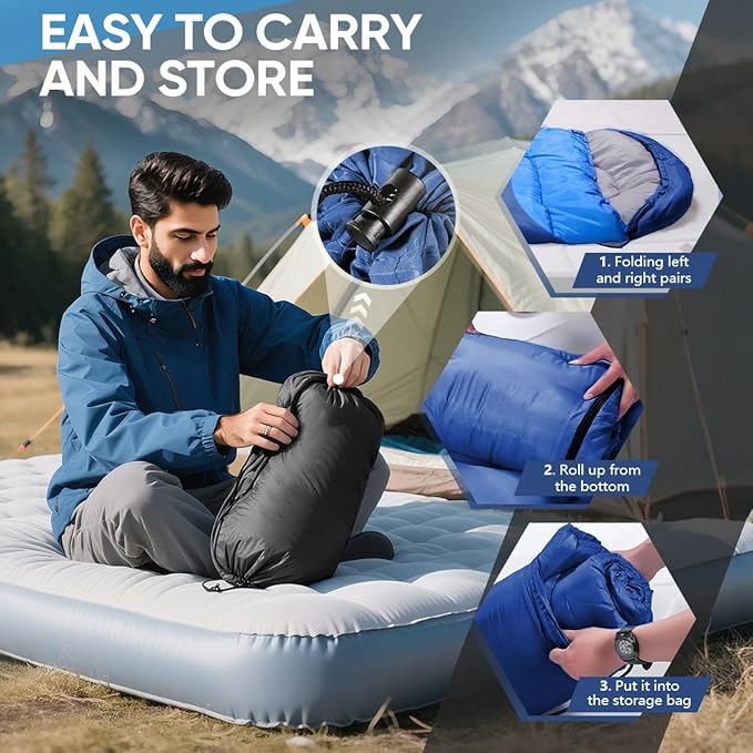 OBTANIM Sleeping Bags Portable Waterproof Camping Sleeping Bag for Adults Kids 4 Seasons Cold Weather or Warm Backpacking Hiking Travel Indoor Outdoor Use