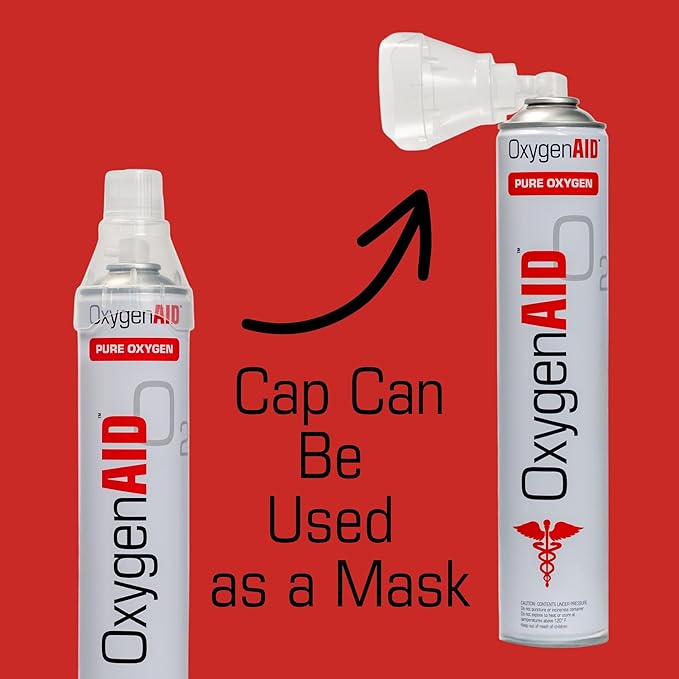 Extra Tall 99.5% Oxygen Canisters - Includes Facemask & Rebreather Mask with Tubing - 2 Pack