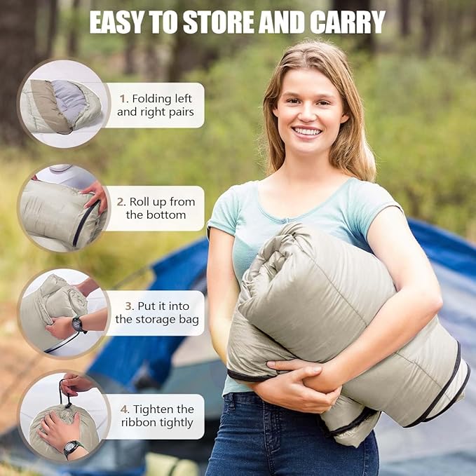 OBTANIM Sleeping Bags Portable Waterproof Camping Sleeping Bag for Adults Kids 4 Seasons Cold Weather or Warm Backpacking Hiking Travel Indoor Outdoor Use
