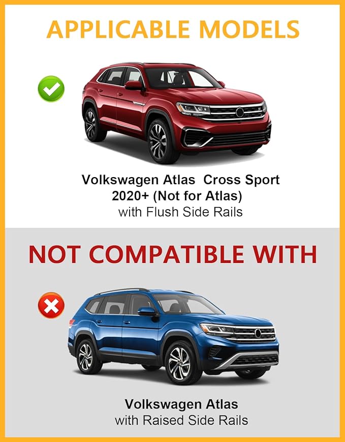 Tuyoung 300lbs Roof Rack Cross Bars Compatible with Volkswagen VW Atlas Cross Sport 2020-2026, Lockable Heavy Duty Anti-Theft Aluminum Rails Crossbars Cargo Carrier Bag