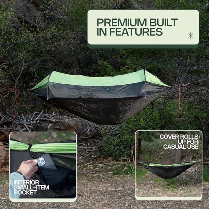 Camping Hammock Tent with Mosquito Net & Rainfly – Waterproof Portable Backpacking Hammock for Camping, Hiking & Travel – Lightweight Outdoor Hammock for Trees by Altena