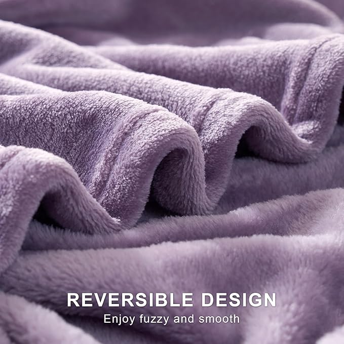 Hansleep Fleece Fog Purple Throw Blanket, Super Soft Flannel Fuzzy Plush Cozy Blanket for All Seasons, Fog Purple, Throw 50x60 Inches