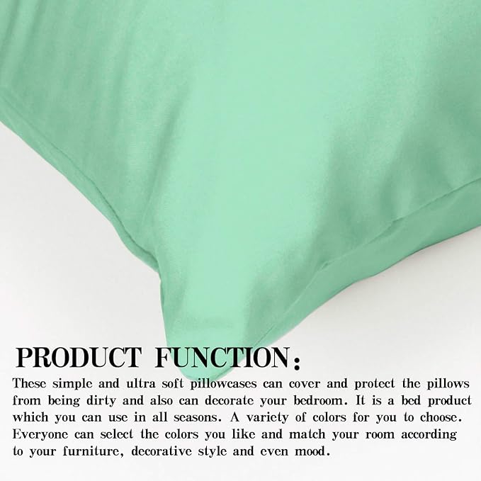 NTBAY Zippered Toddler Pillowcases Set of 2, 100% Brushed Microfiber 13x18 Pillowcases, Super Soft and Cozy Travel Kids Nursery Pillow Cases, 13x18 Inches, Mint