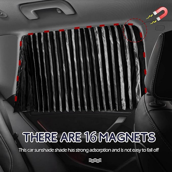 Car Window Shades - 2 Pack ZATOOTO Side Window Magnetic Car Curtains 100% Block Light Sun Shades for Heat and UV Protection for Sleeping Camping Breastfeeding