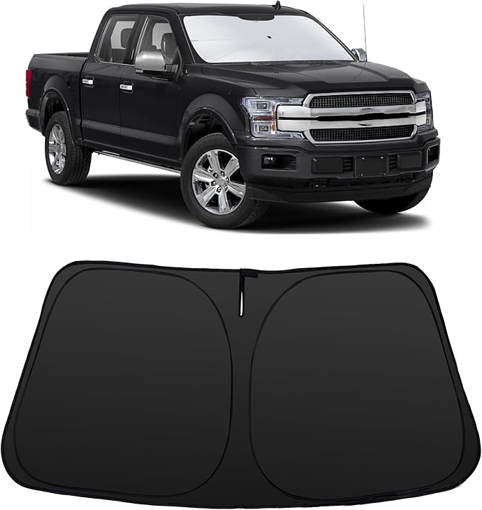 Windshield Sun Shade Custom Fit for 2015-2020 Fo-rd F150 Accessories Foldable Sunshade Sun Blocker Protect Car from Sun Rays & Heat Damage Keep Car Cooler