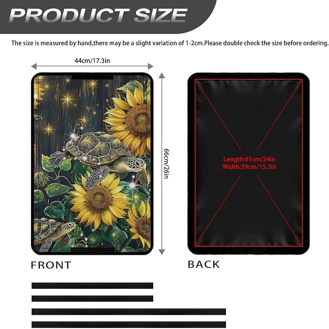 RV Door Window Shade Cover Blocking UV Rays & Heat Protection, Turtle Sunflower Portable Camper Trailer Door Blackout Windshield Cover, Foldable RV Accessories Sun Shade