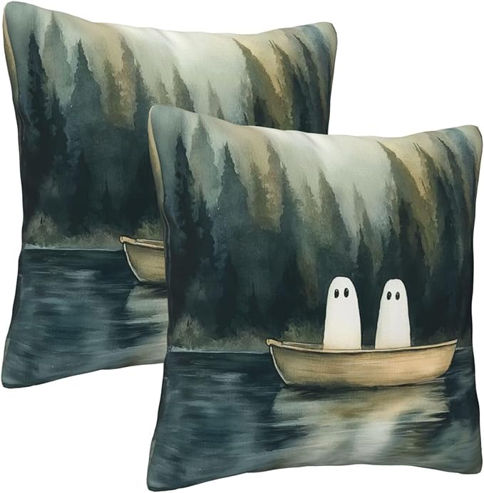 Forest Ghost Couple Throw Pillow Covers 18x18 inch Set of 2 Pillow Case Cushion Cover for Home Sofa Couch Living Room Car Decor