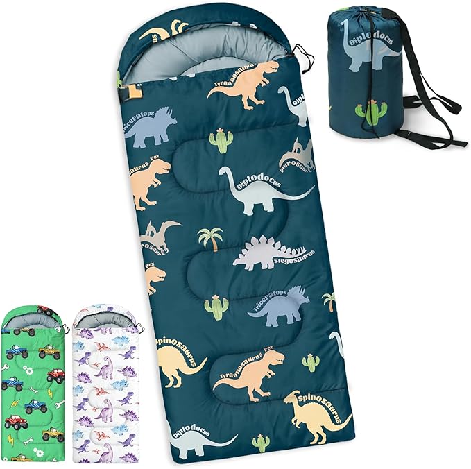 Kids Sleeping Bags - Camping Sleeping Bags with Carry Bag - Compact Sleeping Bag for Hiking, Backpacking 3 Season Warm & Cool Weather, Lightweight Waterproof Outdoor Travel for Boys Girls