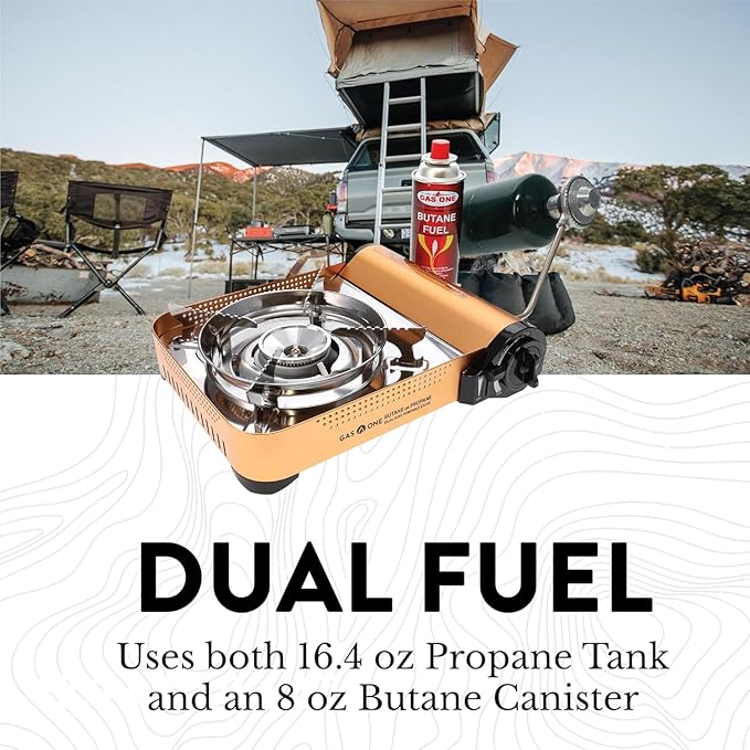 Gas ONE GS-4000P - Camp Stove - Premium Propane or Butane Stove with Convenient Carrying Case - Patented - Great for Camp Stove and Portable Butane Stove for All Cooking Application
