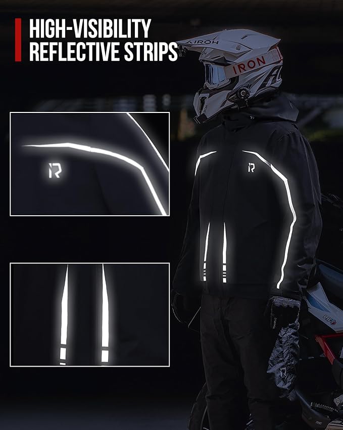 RIDEIRON Rain Suit, Motorcycle Rain Gear for Men & Women Waterproof Jacket and Pants Breathable Reflective Raincoat for Fishing, Golf, Hunting, Camping XXXL