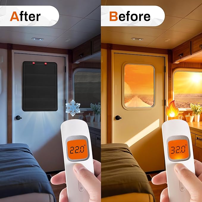 JUSTTOP RV Door Window Shade, New Model Foldable RV Blackout Window Cover with Reflective Silver Coating | UV Protection Sun Shade for RV Travel | RV Accessories Must-Have for Camping & Road Trips
