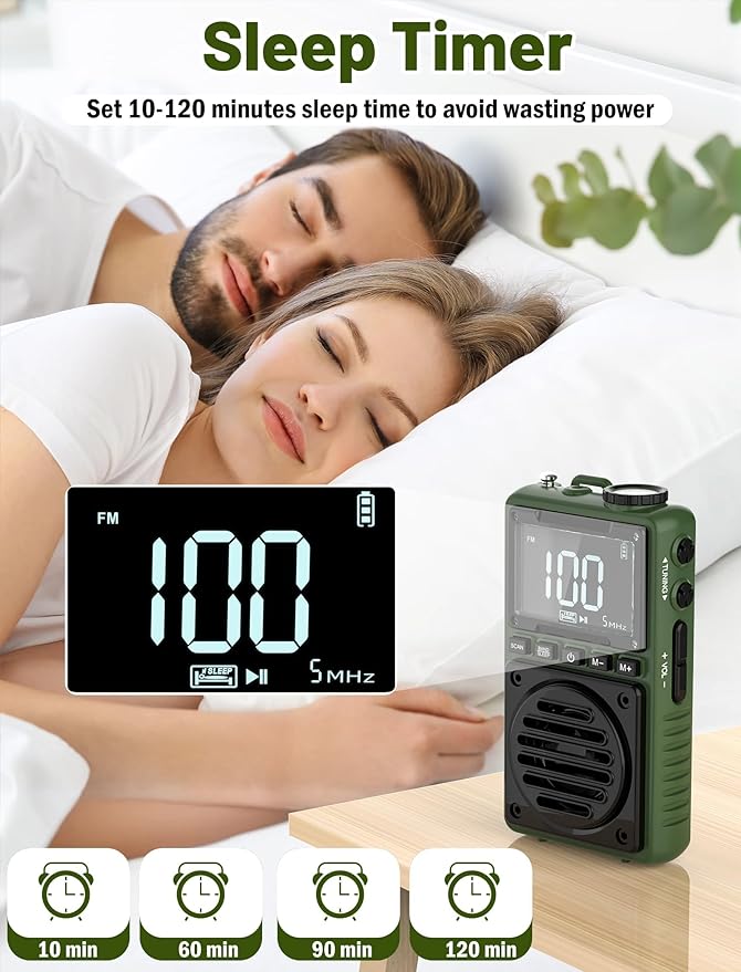 Digital AM FM Weather Band Radio with Flashlight,850mAh Rechargeable Portable Pocket Radio with Best Reception,LCD Screen, Back Clip,Stereo Earphone Jack, SOS Alarm,Sleep Timer for Jogging,Walking