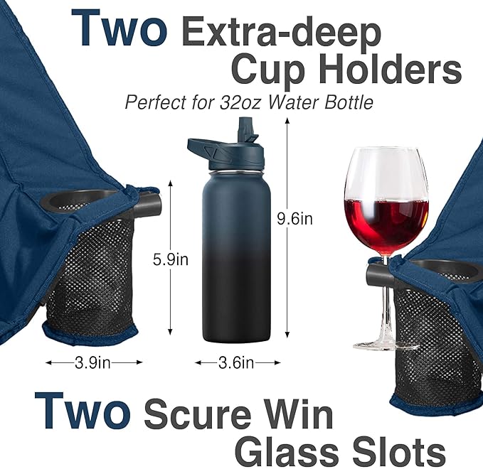 Oversized Double Camping Chair - 2 Person Folding Loveseat for Campfire Snuggle Freedom, Heavy Duty 660LBS Support with Frustration-Free Oversized Carry Bag, Perfect for Couples, Dogs & Sports