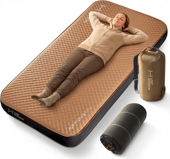 Lost Horizon Air & Foam Camping Mattress, Self-Inflating Sleeping Pad, 4.5" Thick, with Pump Sack, Twin