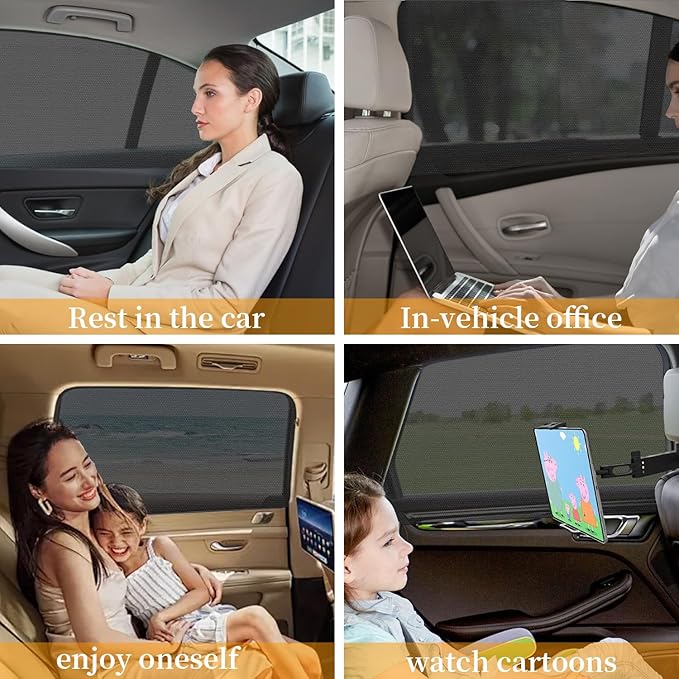 Car Window Shades for Baby, 2-Pack Universal Sunshade – 42"x27.5" Breathable Sun Protection Window Cover for Cars, SUVs, Travel, Outdoor, Car Sun Shade with Pouches