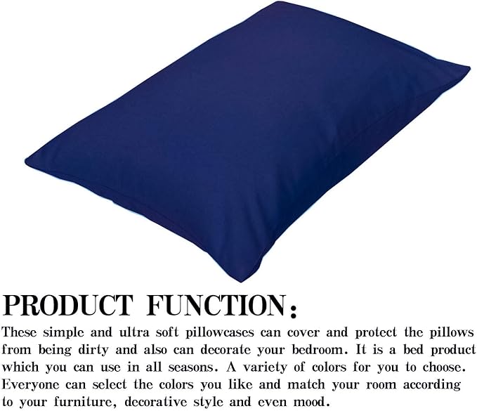 NTBAY Zippered Toddler Pillowcases Set of 2, 100% Brushed Microfiber 13x18 Pillowcases, Super Soft and Cozy Travel Kids Nursery Pillow Cases, 13x18 Inches, Navy Blue