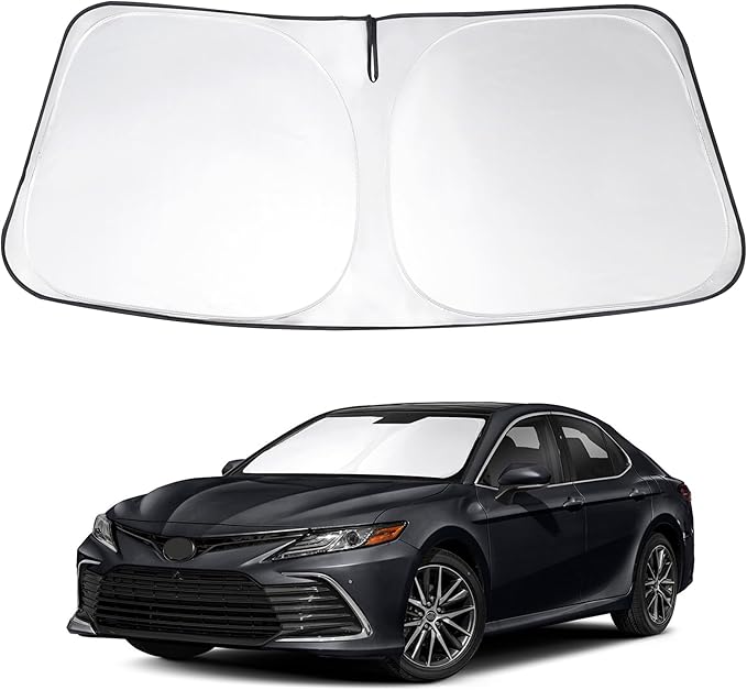 Windshield Sun Shade Custom Fit 2018 2019 2020 2021 2022 2023 2024 Toyota Camry LE XLE Hybrid SE XSE Sedan Accessories Front Window Sunshade Keeps Interior Cool