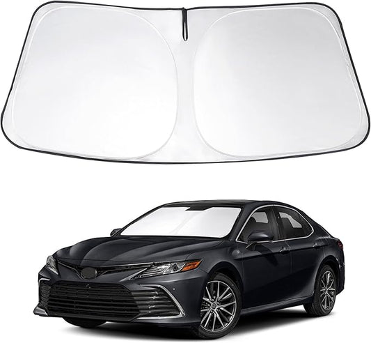 Windshield Sun Shade Custom Fit 2018 2019 2020 2021 2022 2023 2024 Toyota Camry LE XLE Hybrid SE XSE Sedan Accessories Front Window Sunshade Keeps Interior Cool