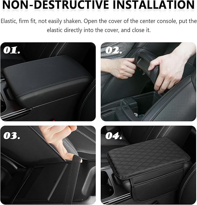 Stacool Upgraded Car Center Console Cover,Microfiber Leather Car Armrest Cover Cushion with 2 Storage Bags,Universal Car Armrest Storage Box (Blue)
