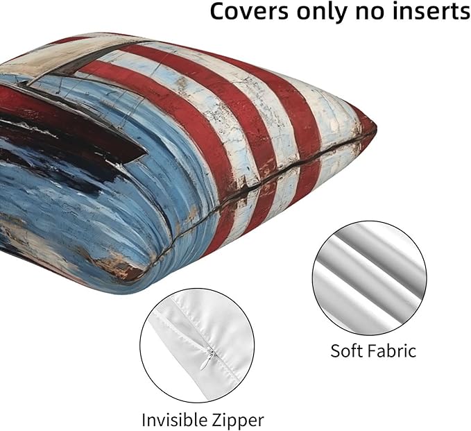 Striped Nautical Throw Pillow Covers 18x18 inch Set of 2 Boat Anchor Pillow Case Cushion Cover for Home Sofa Couch Living Room Car Decor