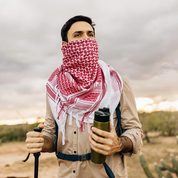 Aonal Military Shemagh Tactical Desert Scarf, 100% Cotton Keffiyeh Neck Head Scarf Wrap for Men Women