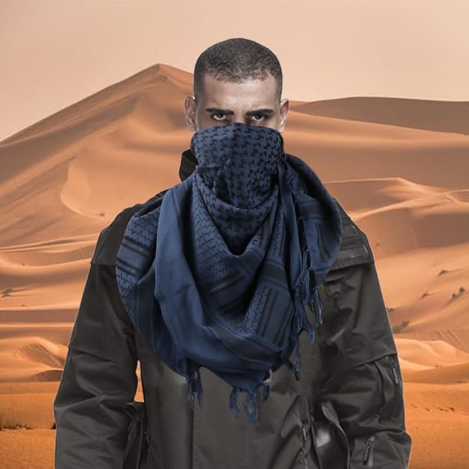 Ever Fairy Military Shemagh Tactical Desert Scarf Cotton Arab Keffiyeh Tactical Scarf Head Neck Face Wrap for Men Women