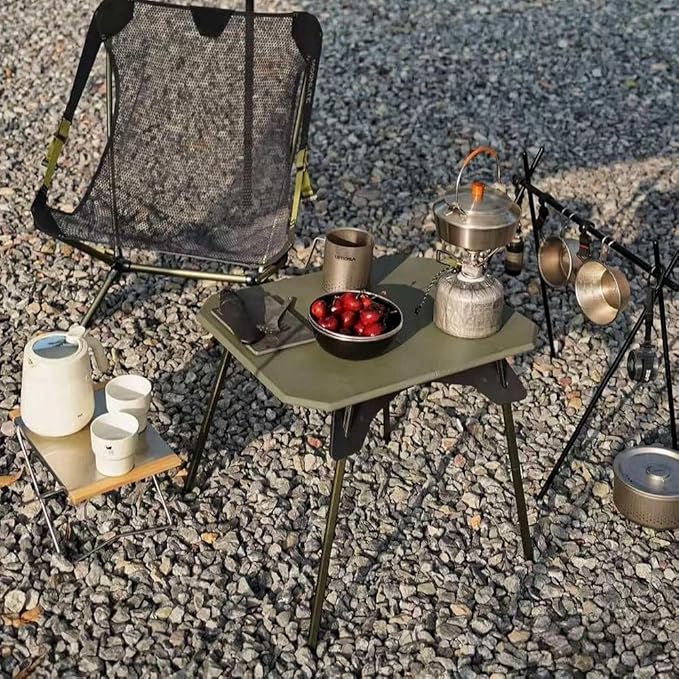 Folding Camping Table,Outdoor Small Portable Aluminum Camp Table with Backpacking Carrying Bag for Camping Beach Picnic Grilling Hiking FishingTravel （Dark Green