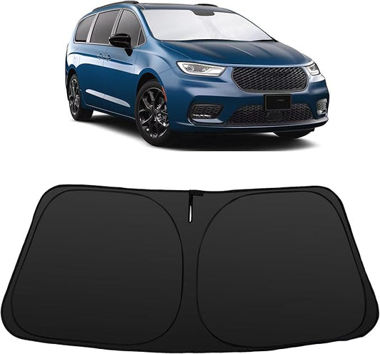 Windshield Sun Shade Accessories Compatible with 2017 2018 2019-2026 Pacifica Minivan for Chrysler Foldable Sunshade Sun Visor Blocks UV