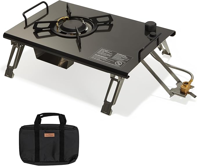 Naturehike Camping Gas Stove for IGT Table, Folding Isobutane Stove with Carry Bag, Portable Camp Stove for Outdoor Car Camping Cooking Tailgating