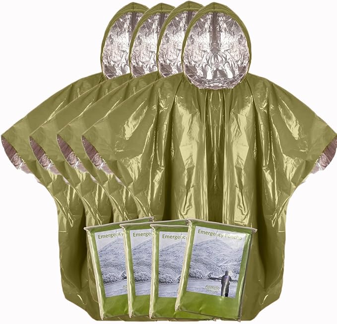 Thickened Emergency Rain Poncho, Thermal Poncho Survival Blankets Reusable Survival Ponchos for Camping, Hiking
