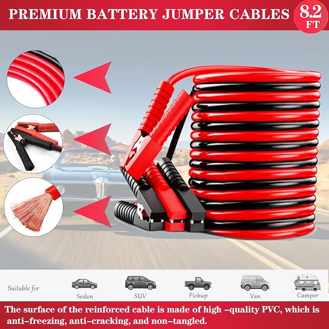 HAIPHAIK Emergency Roadside Kit for Car,Emergency Kits for Vehicles,Jumper Cables headlamps car Glasses Holder,Roadside Emergency Kit Women Men