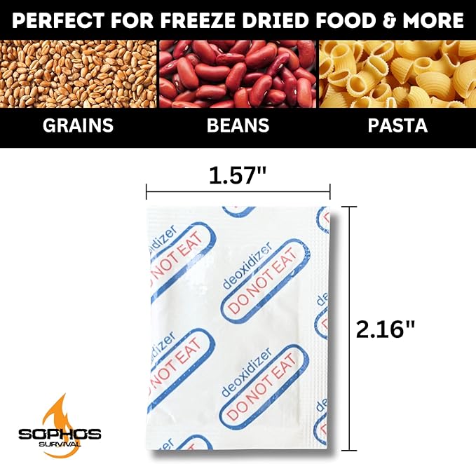 50 Packs 500cc Oxygen Absorbers (10 Pack in Individual Vacuum Bag) FDA Food Safe Oxygen Absorbers For Long Term Food Storage, Works in Mylar Bags for Freeze Drying, Canning, and Dehydrating