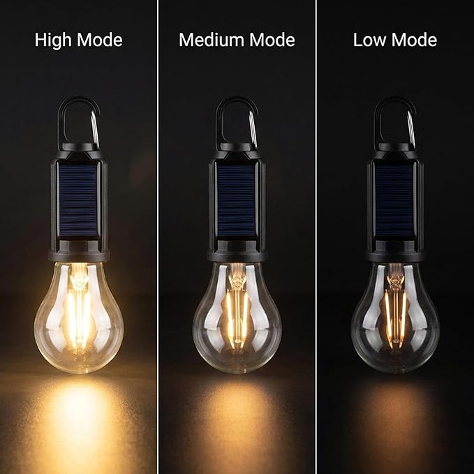 MODOAO 9-Pack Solar LED Camping Lantern, Rechargeable Outdoor Light with USB-C Charging, 3 Modes Waterproof Tent Light with Hook for Camping Emergency, Hiking, Gift